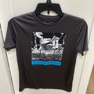 Under Armour Heatgear Charcoal Football Tee with Blue Accent